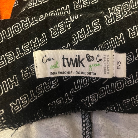 Retro high rise sporty motivational organic cotton leggings EUC - Picture 6 of 8